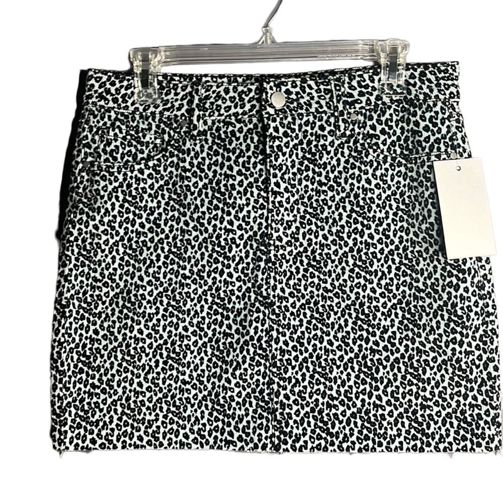 TDC Contemporary Green Black Leopard Print Corduroy Mini Skirt Large